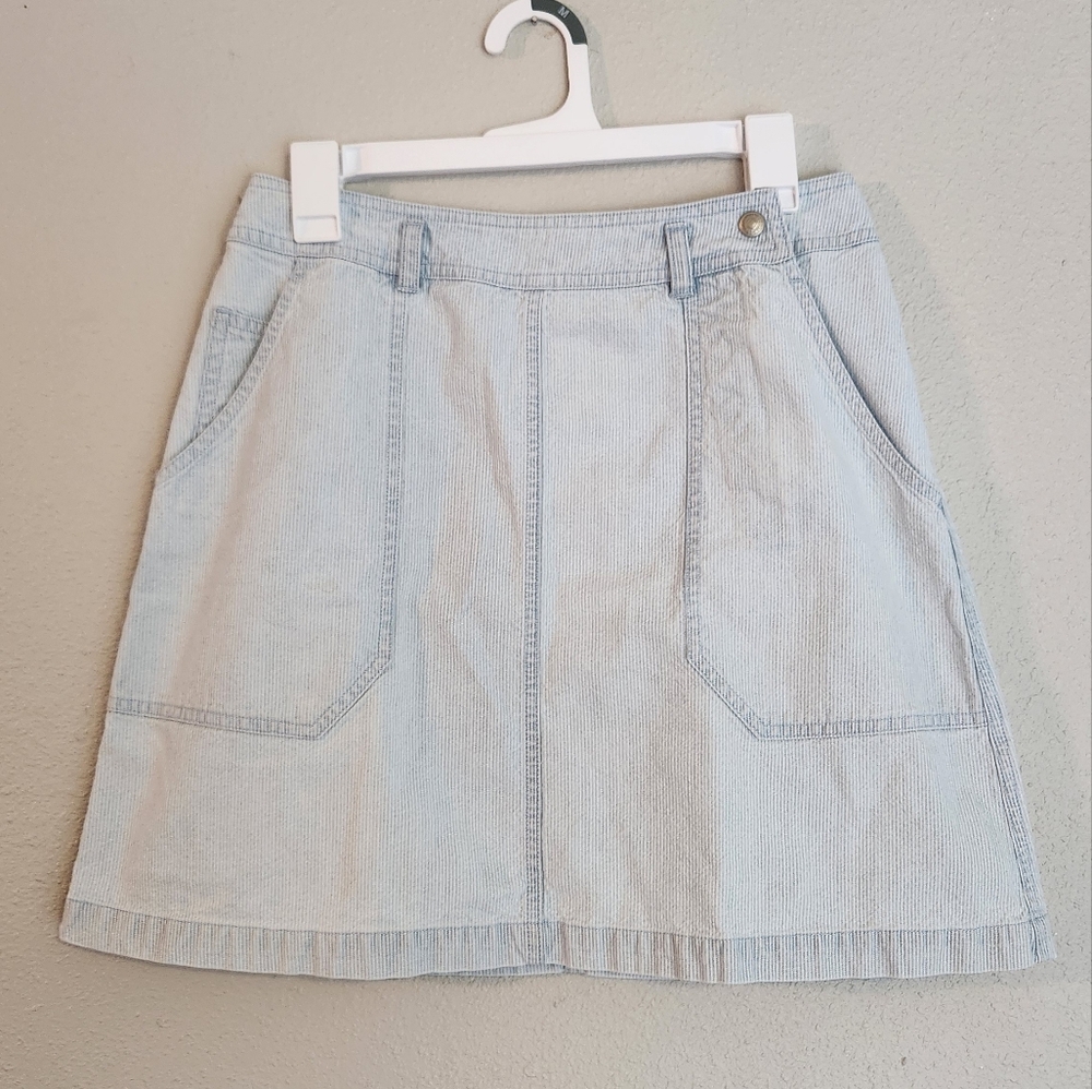 Lauren Ralph Lauren Denim Striped A-Line Mini Skirt Size 10